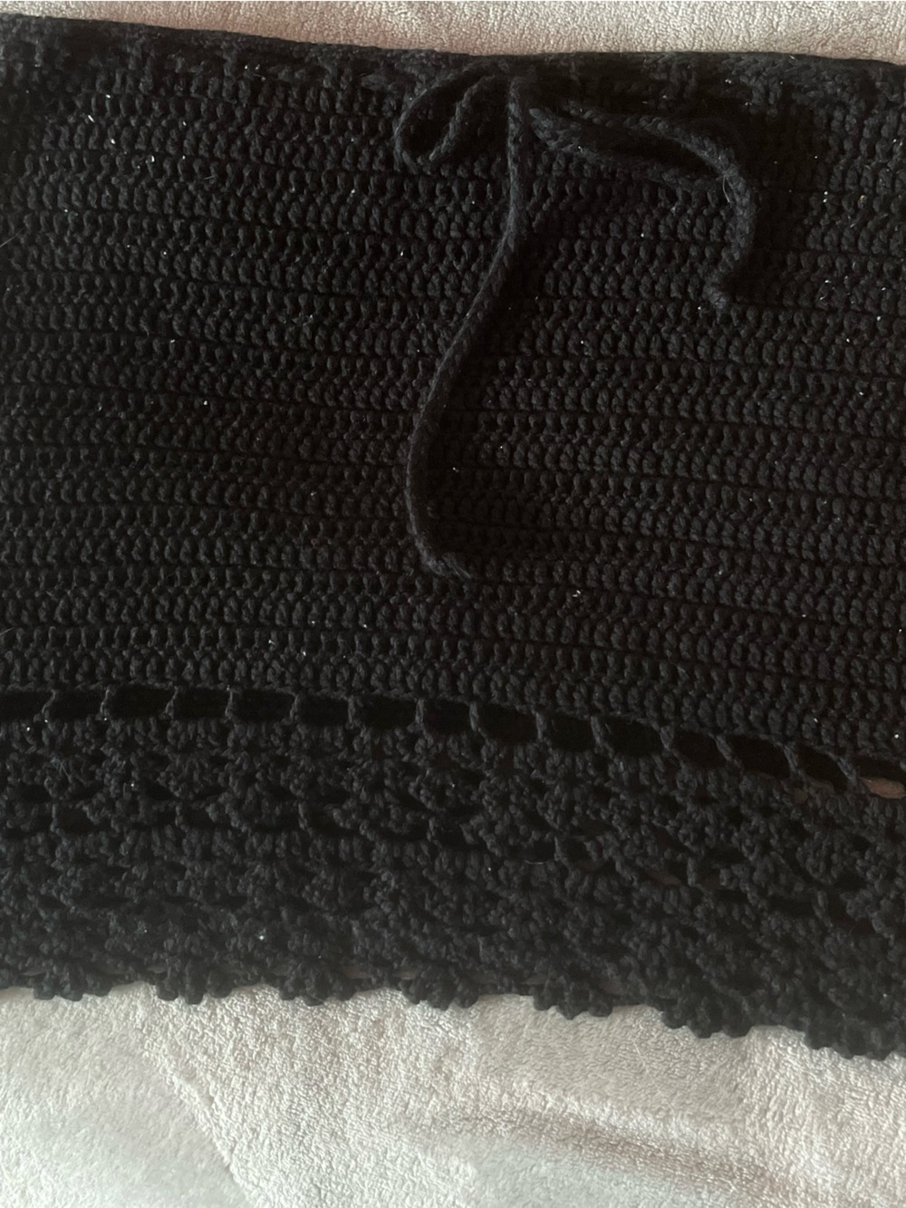 Black Crochet Mini Skirt with Drawstring Waist Revolve